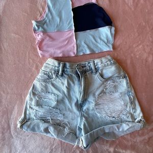 American Eagle light wash jean shorts